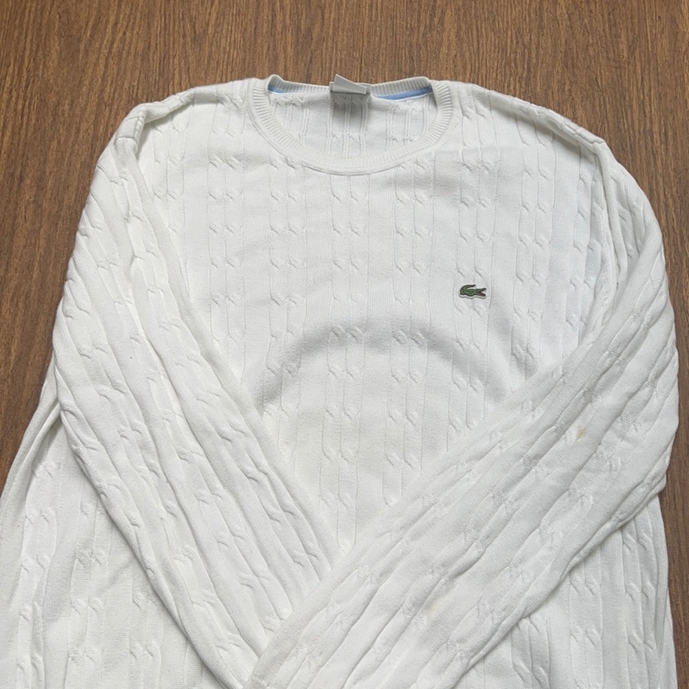 Lacoste men’s white long knit sweater